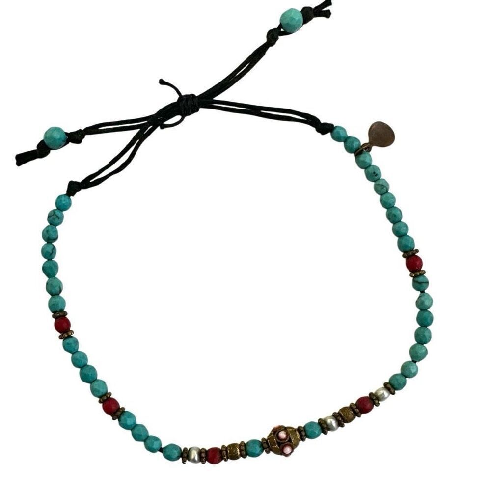 TAI turquoise coral and pearl adjustable bracelet
